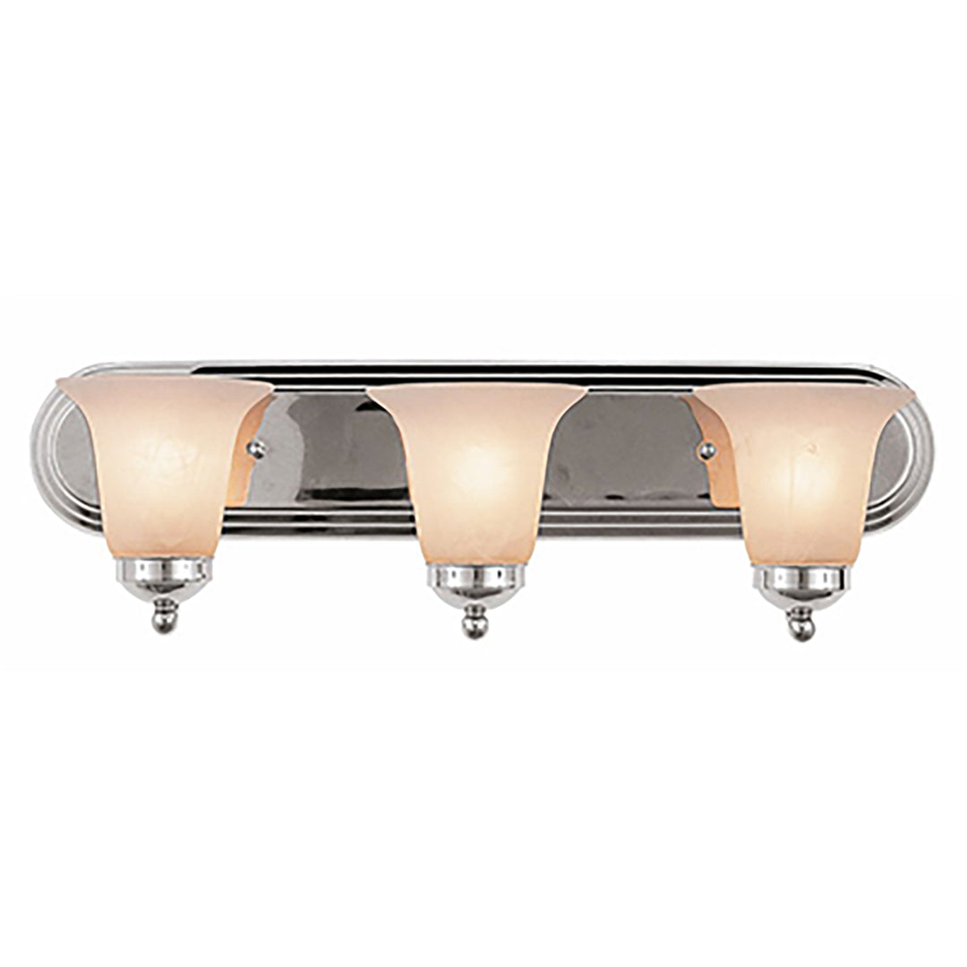 Clayton Reversible Mount, 3-Light Armed Vanity Wall Light, with Glass Bell Shades - Polished Chrome