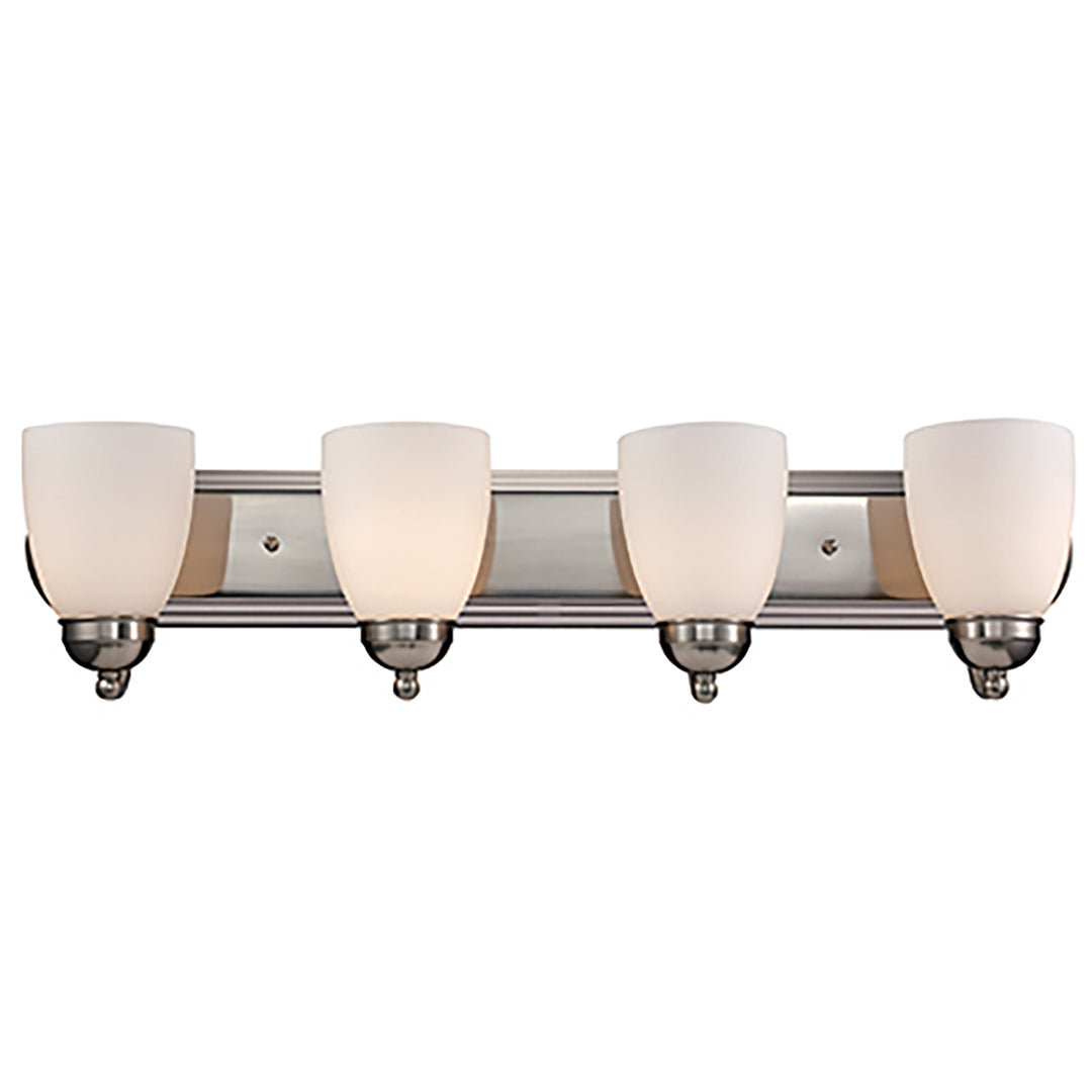 Clayton Reversible Mount, 4-Light Armed Vanity Wall Light, with Glass Bell Shades - Brushed Nickel