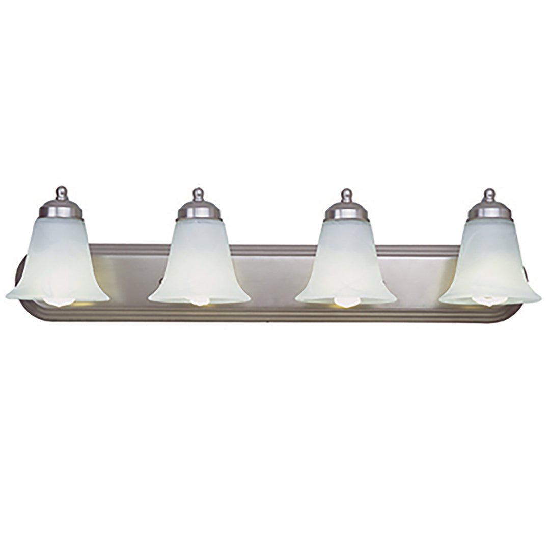 Clayton Reversible Mount, 4-Light Armed Vanity Wall Light, with Glass Bell Shades - Brushed Nickel