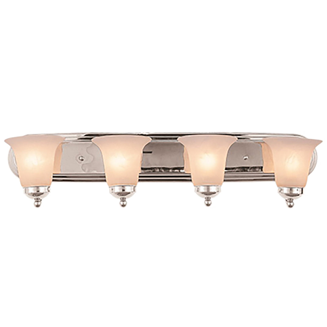 Clayton Reversible Mount, 4-Light Armed Vanity Wall Light, with Glass Bell Shades - Polished Chrome