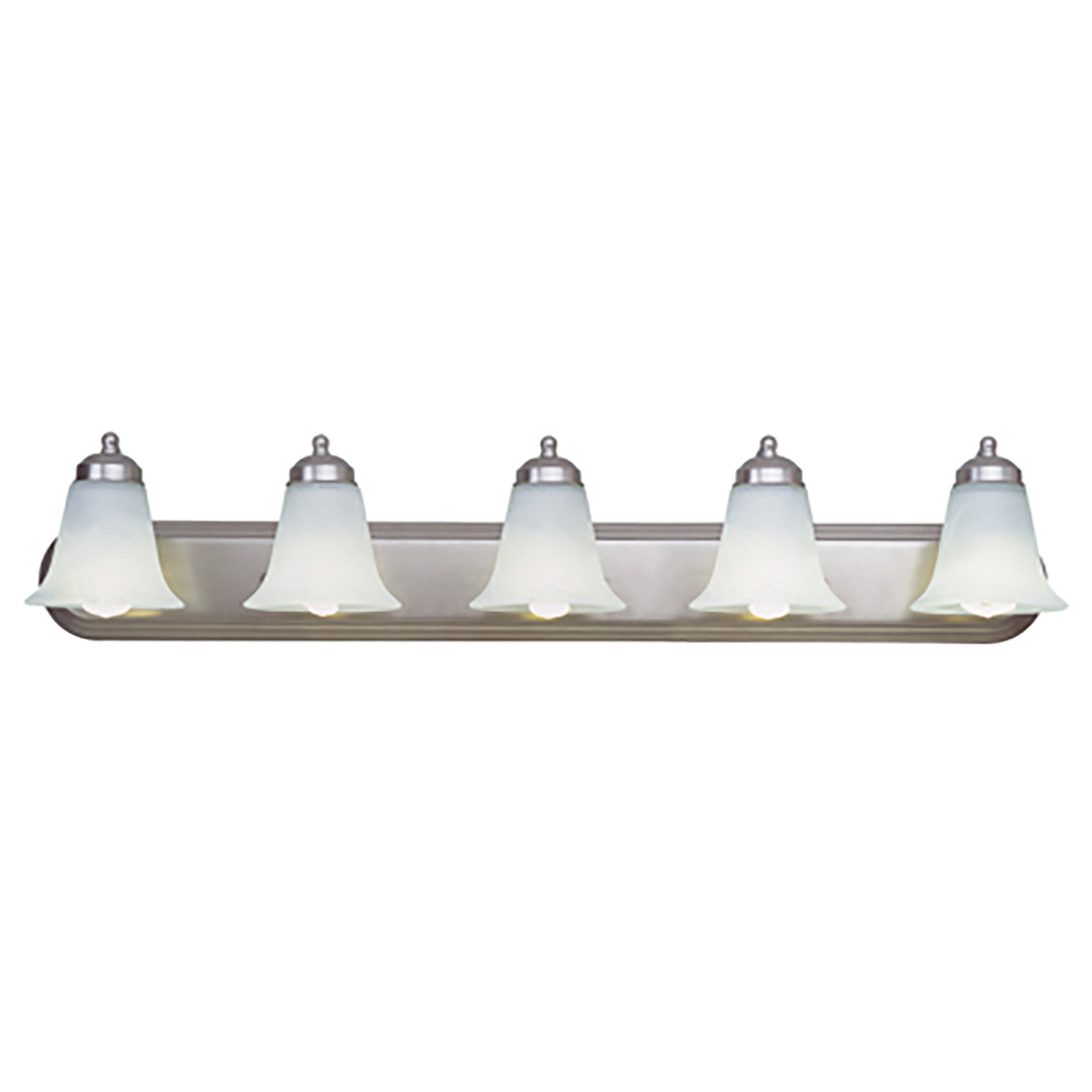 Rusty Collection 5-Light, Glass Bell Shades Vanity Wall Light - Brushed Nickel
