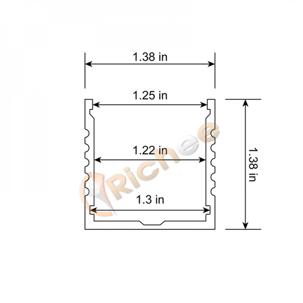 Richee Lighting - 1-3/8" Deep Square Led Aluminum Channel - Aluminum