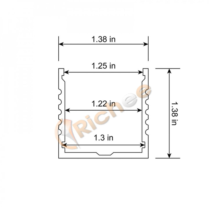 Richee Lighting - 1-3/8" Deep Square Led Aluminum Channel - Aluminum