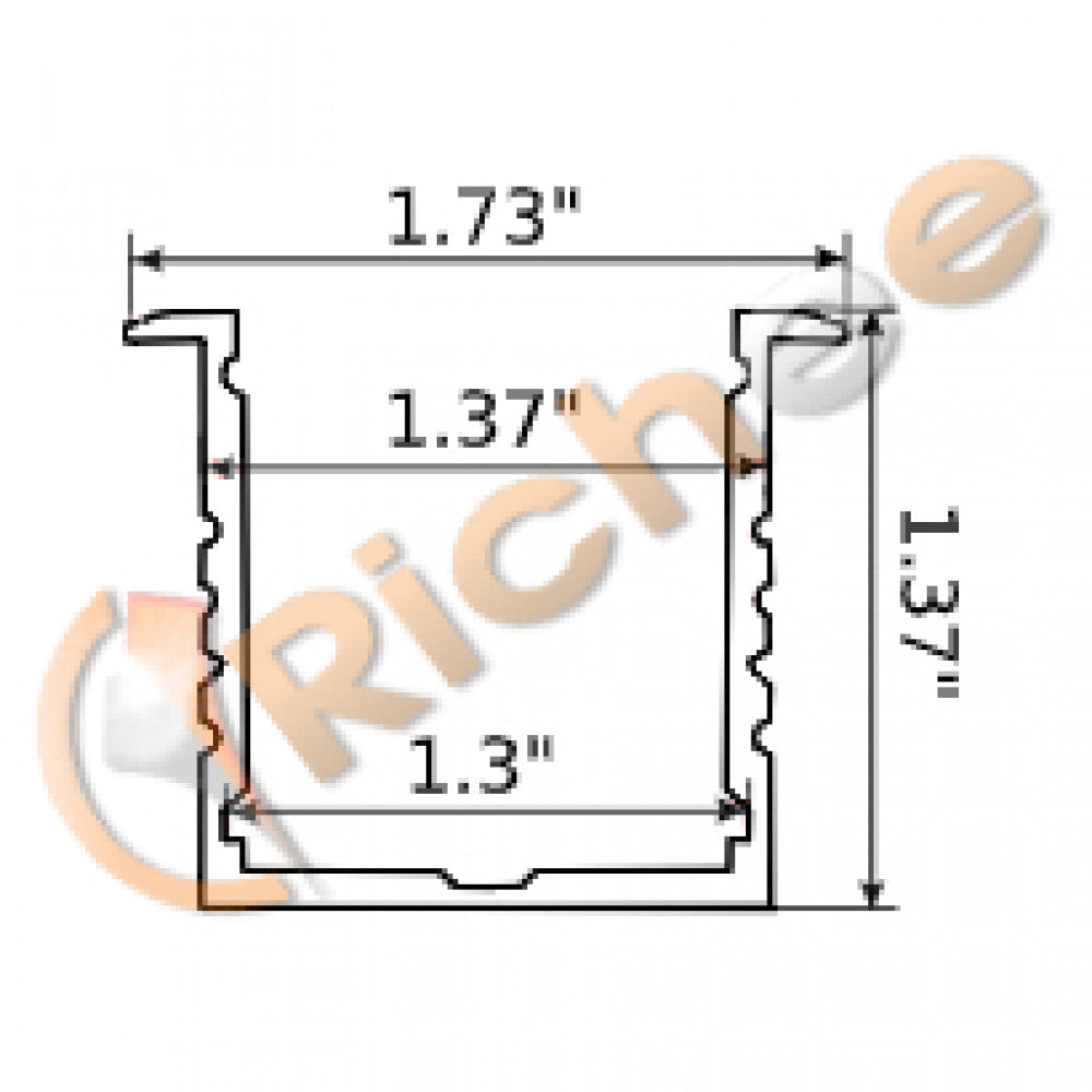 Richee Lighting - 1-3/4" Deep Square Led Aluminum Channel W/ Trim - Aluminum