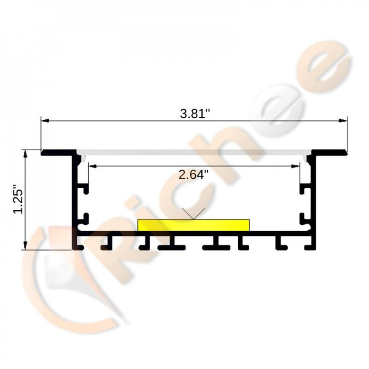 Richee Lighting - 3-13/16" Wide Recessed Led Aluminum Channel W/ Trim - Aluminum