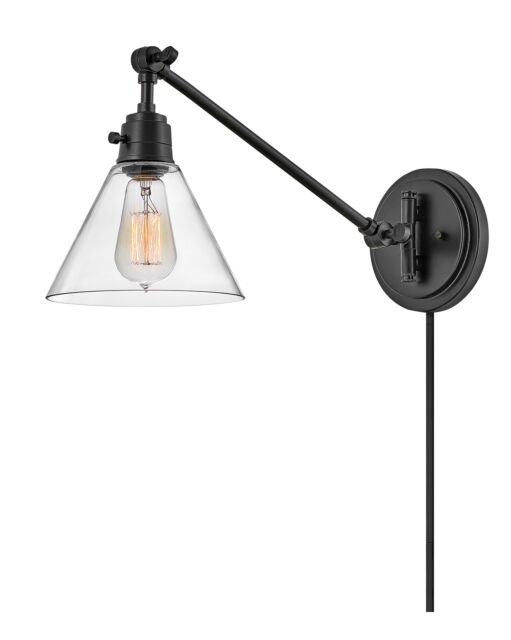 Arti 3690BK-CL - Medim Swing Arm Single Light Sconce