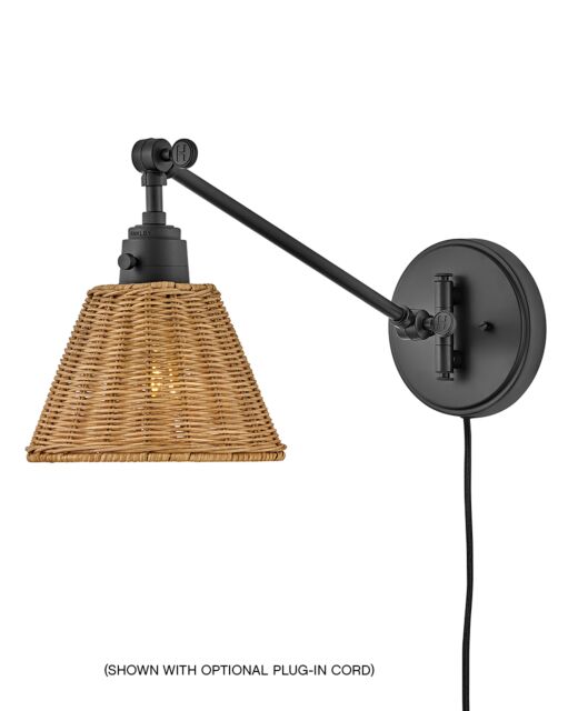 Arti 3690BK-NAT - Medium Swing Arm Single Light Sconce