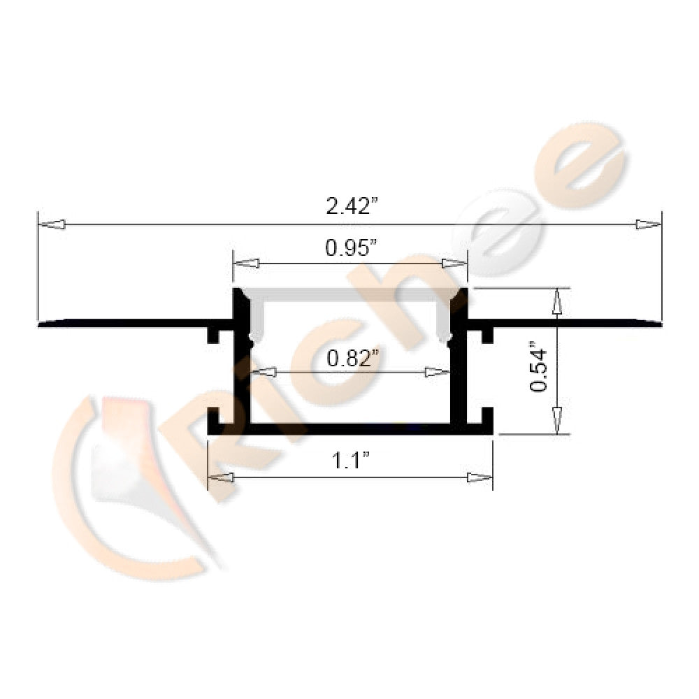 Richee Lighting - 1" Black Trimless Led Aluminum Channel - Black