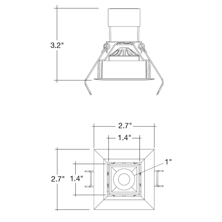 1" LV Square Gimbal Downlight: Mini-Line 6W - White