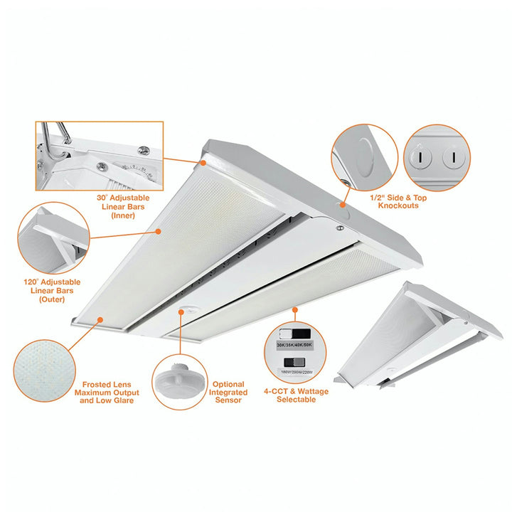 Linear Highbay: 1 ft, C-Line 4-CCT Selectable 165W/110W/60W, High Voltage - White