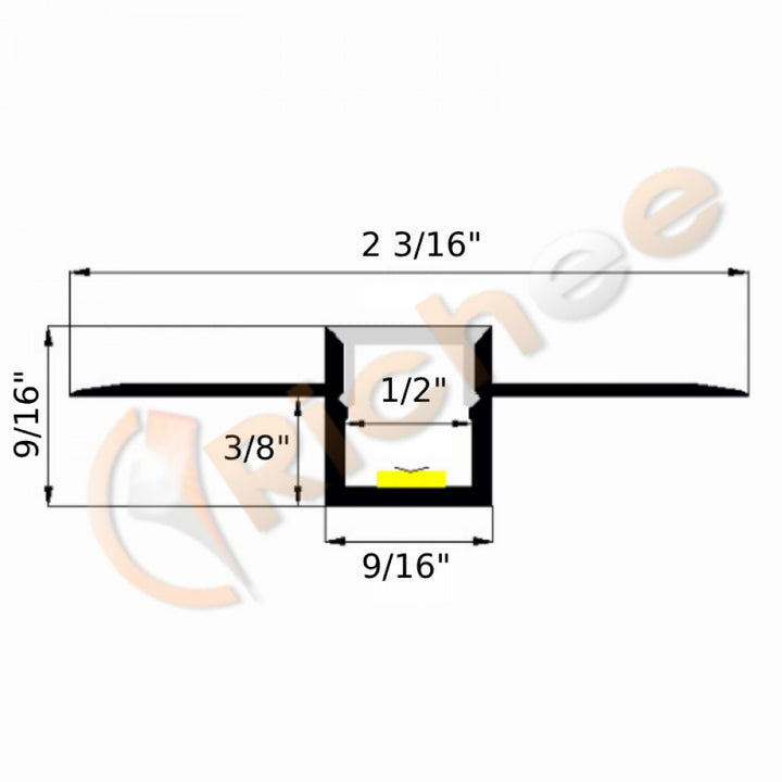 Richee Lighting - 9/16" Trimless Mud-In Led Aluminum Channel - Black