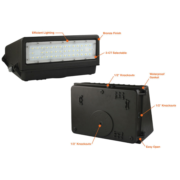 Full-Cutoff Wall Pack: FC-Line 3-CCT & 5-Power Select w/ Photocell - Bronze