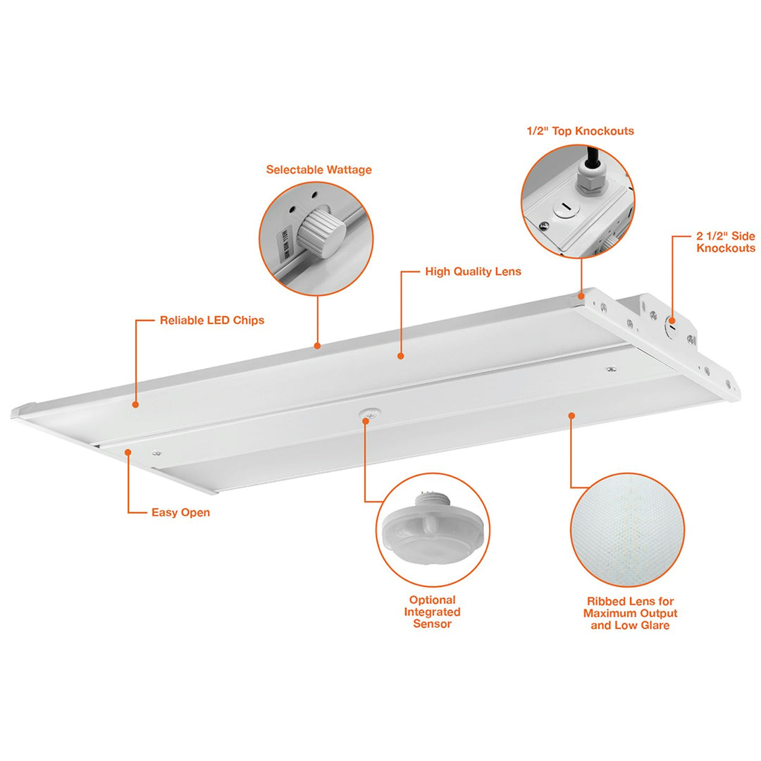 Linear Highbay: 4ft,  Bolt-Line 3-Power Select 220W/200W/180W - White