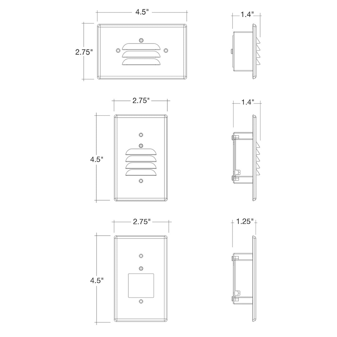 Step Light: 3 Interchangeable Faces: (Horizontal/Vertical)/ Flat Frost: Lux-Line