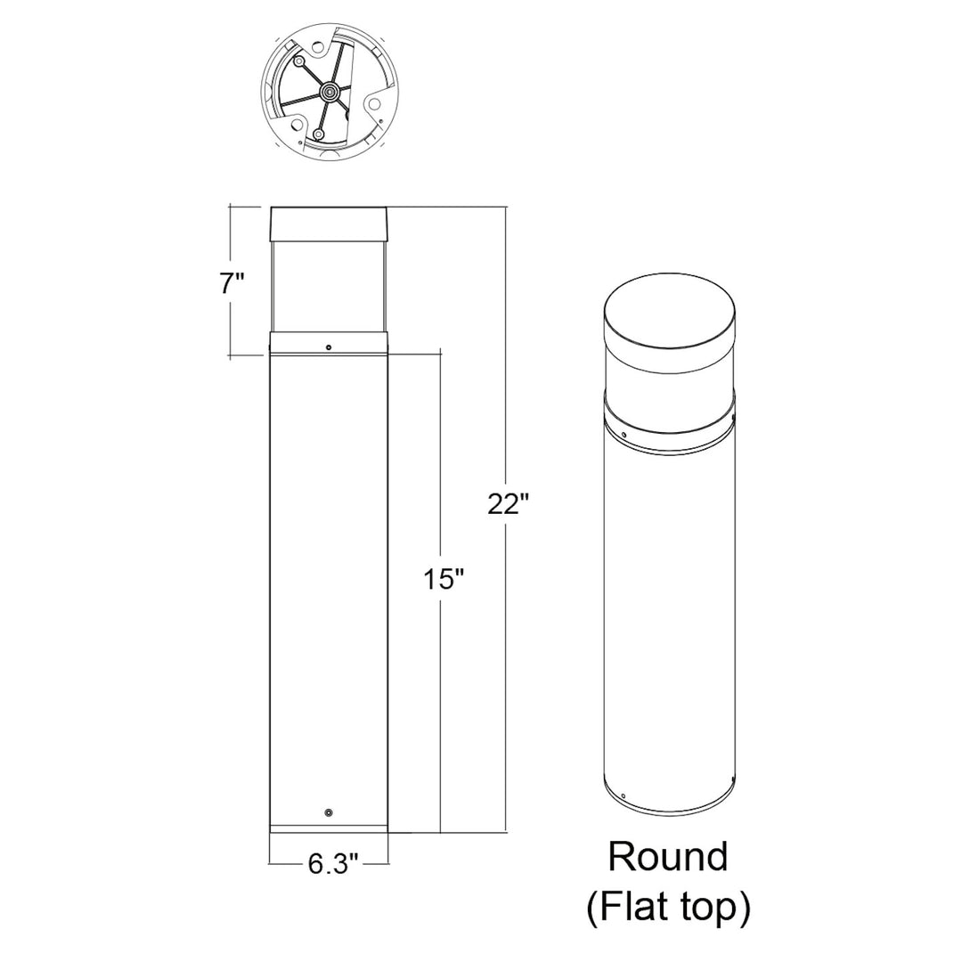 22" Bollard Base: Round 22W/16W/12W - Bronze