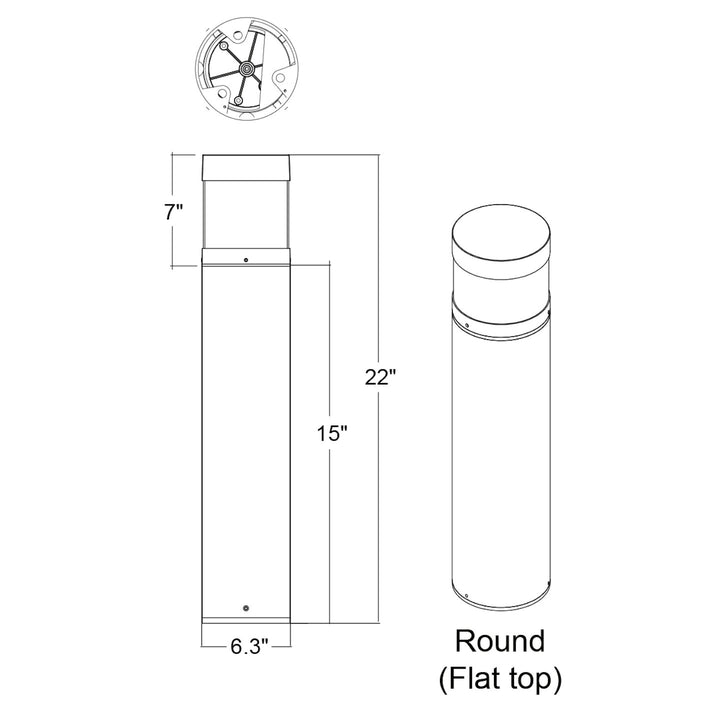 22" Bollard Base: Round 22W/16W/12W - Bronze