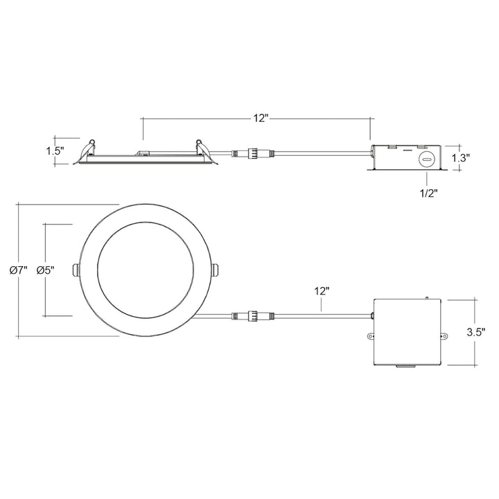 6" External J-Box Round Downlight: Slim-Line Round 5-CCT Select - Fire Rated