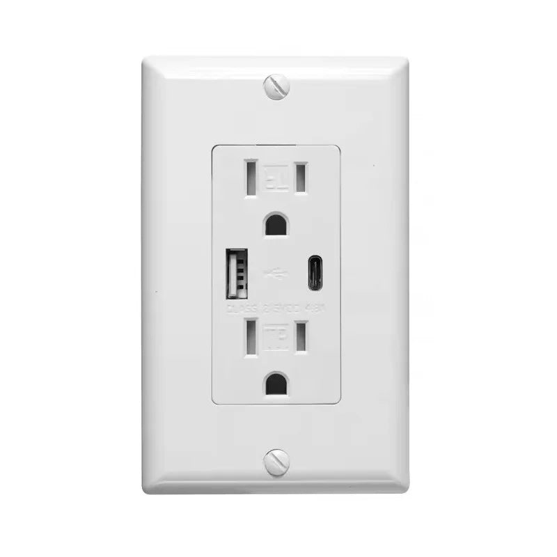 Purelite - 15A Tamper Resistant Receptacle with 2 USB charging port, 125V, White - Must purchase carton quantities, 200 pcs per carton