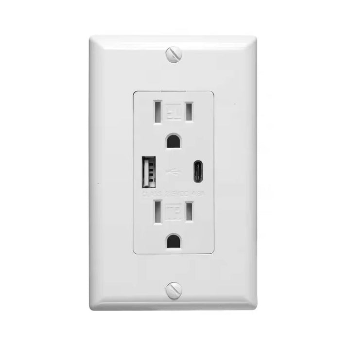 Purelite - 15A Tamper Resistant Receptacle with 2 USB charging port, 125V, White - Must purchase carton quantities, 200 pcs per carton