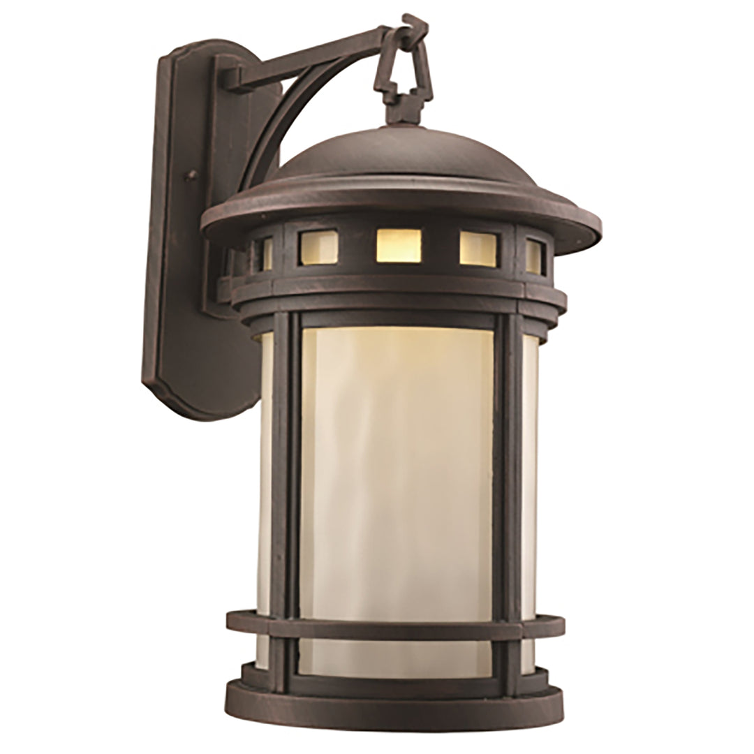 Boardwalk Collection 1-Light, Ring Top Lantern Head with Water Glass- Rust