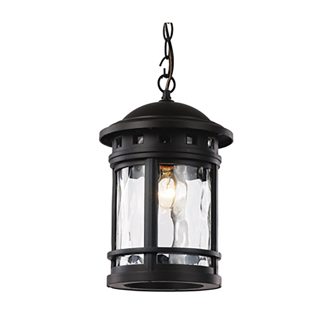 Boardwalk Collection 1-Light, Ring Top Lantern Head with Water Glass - Black