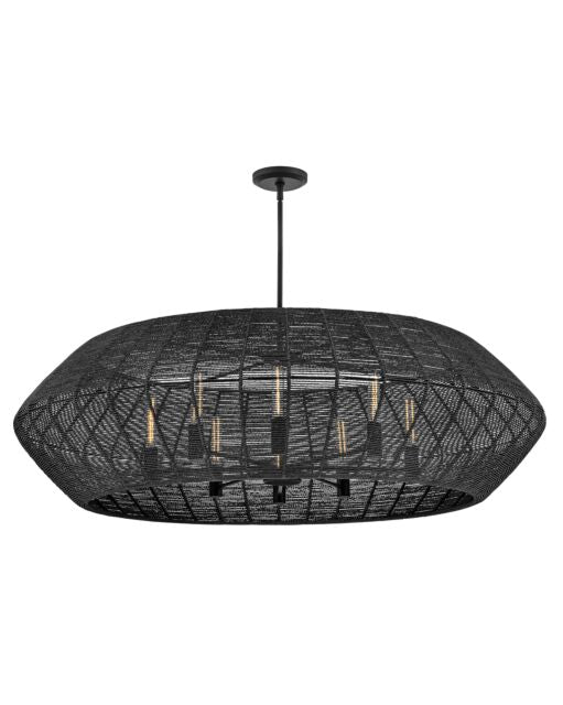 Luca 40386BLK - Extra Large Drum Chandelier - Black