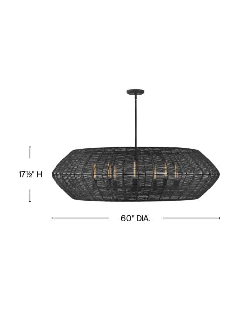 Luca 40386BLK - Extra Large Drum Chandelier - Black