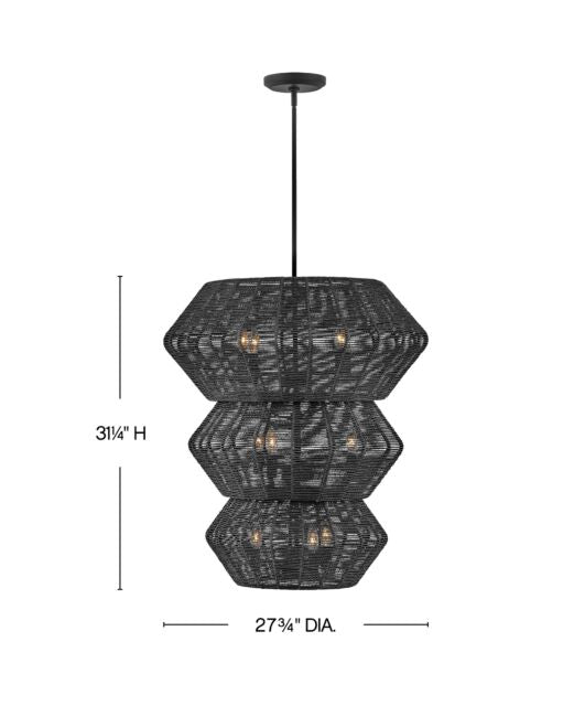 Luca 40388BLK - Double XL Multi Tier Chandelier - Black