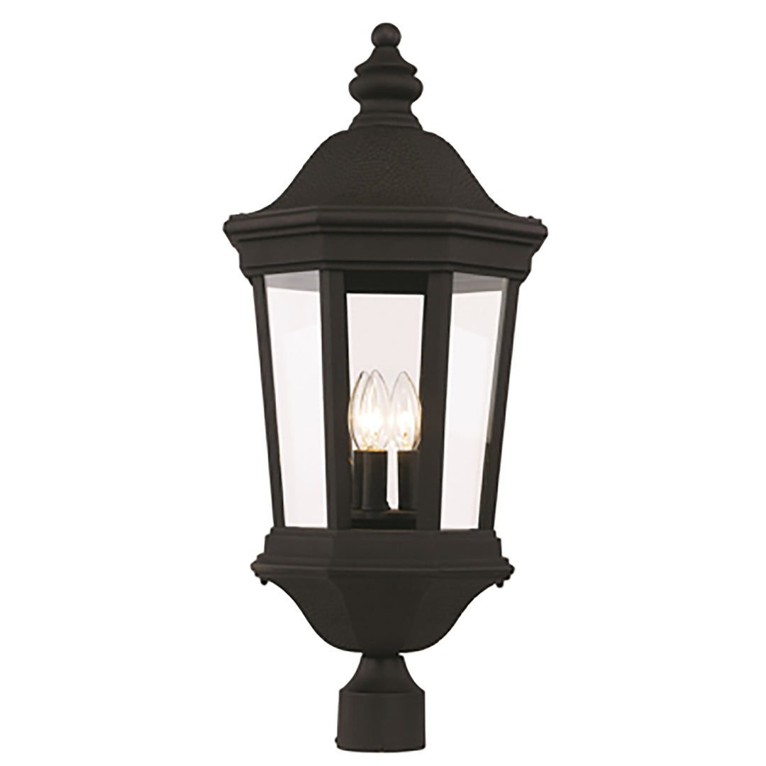 Westfield Clear Glass Outdoor Post Mount Lantern Head- Black