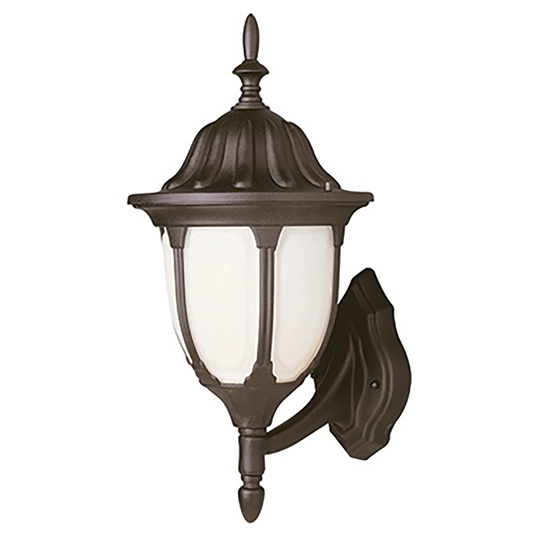 Hamilton 1-Light Opal Glass Traditional Outdoor Wall Lantern- Black