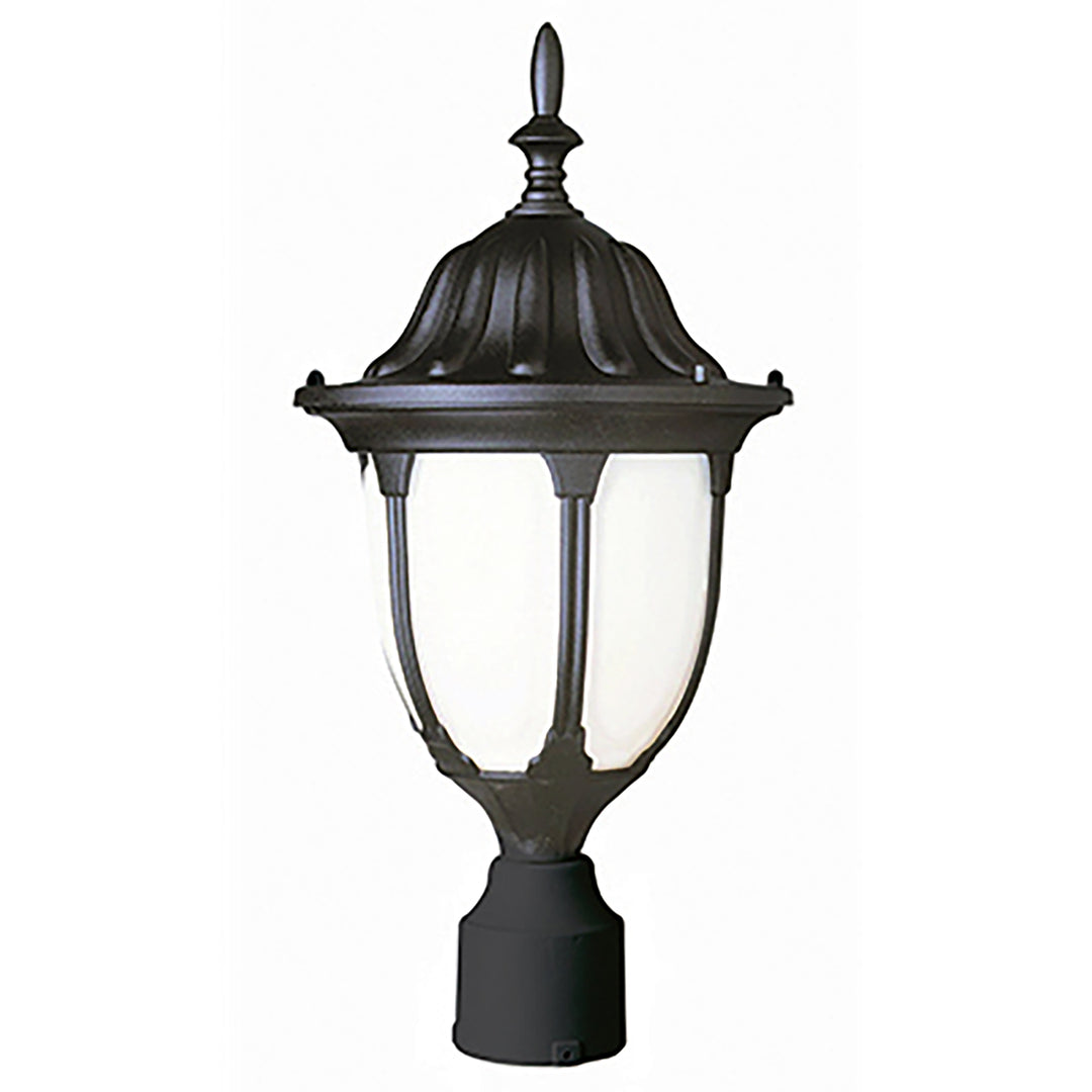 Hamilton 1-Light Opal Glass Traditional Outdoor Post Mount Lantern Head - Black