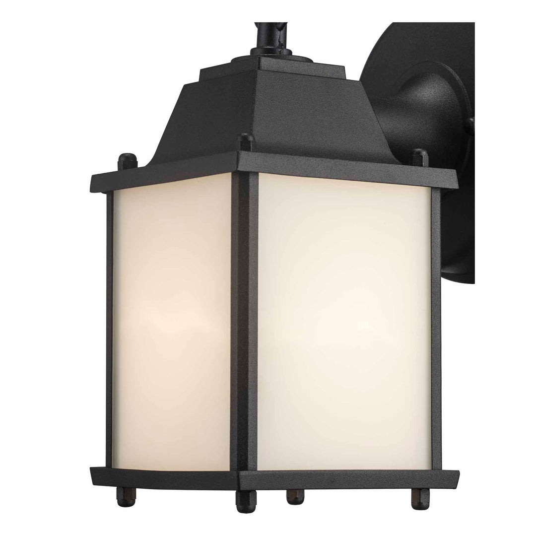 Patrician 1-Light, Ring Top ,Clear Glass Open Base Square Wall Lantern - Black / Frosted