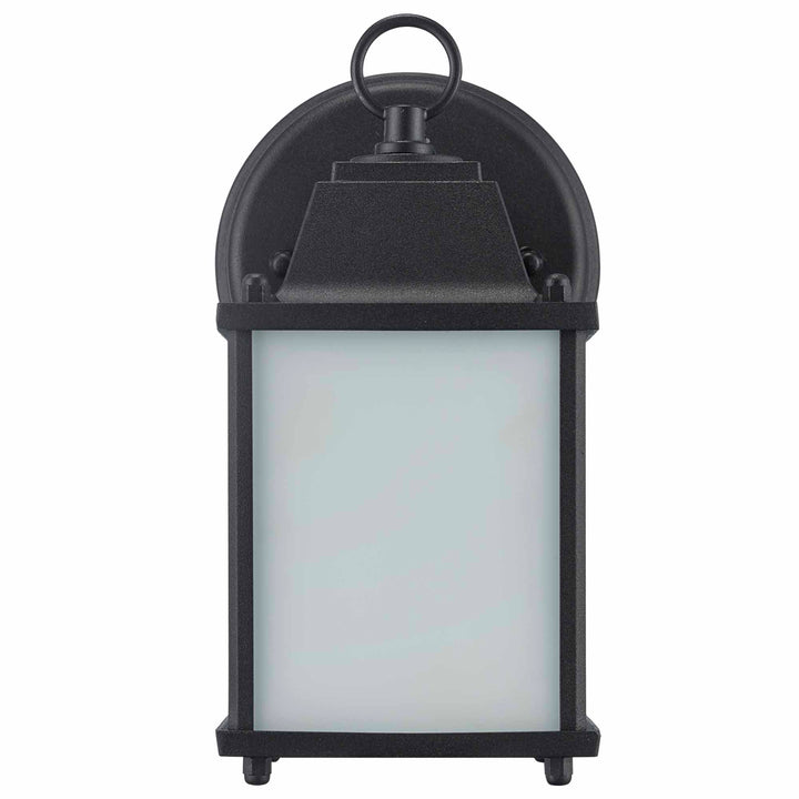 Patrician 1-Light, Ring Top ,Clear Glass Open Base Square Wall Lantern - Black / Frosted