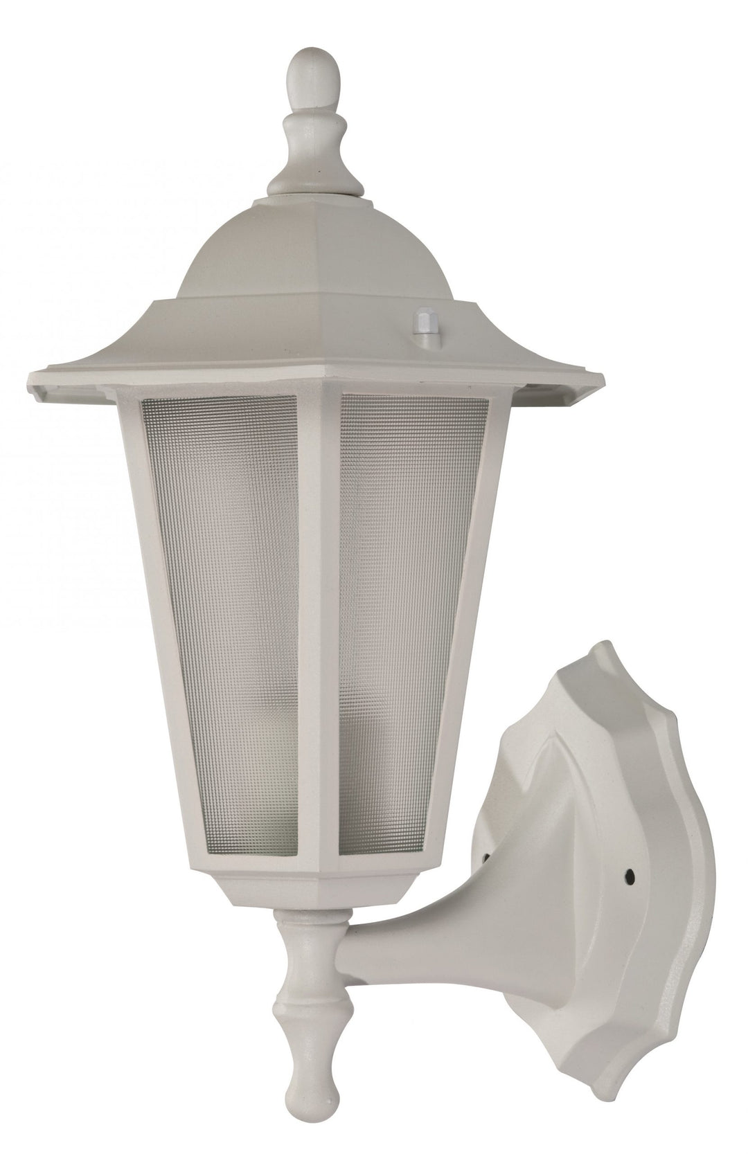 Alexander Outdoor 1-Light Frosted Glass and Metal Lantern with Scalloped Edge Wall Mount Plate - White