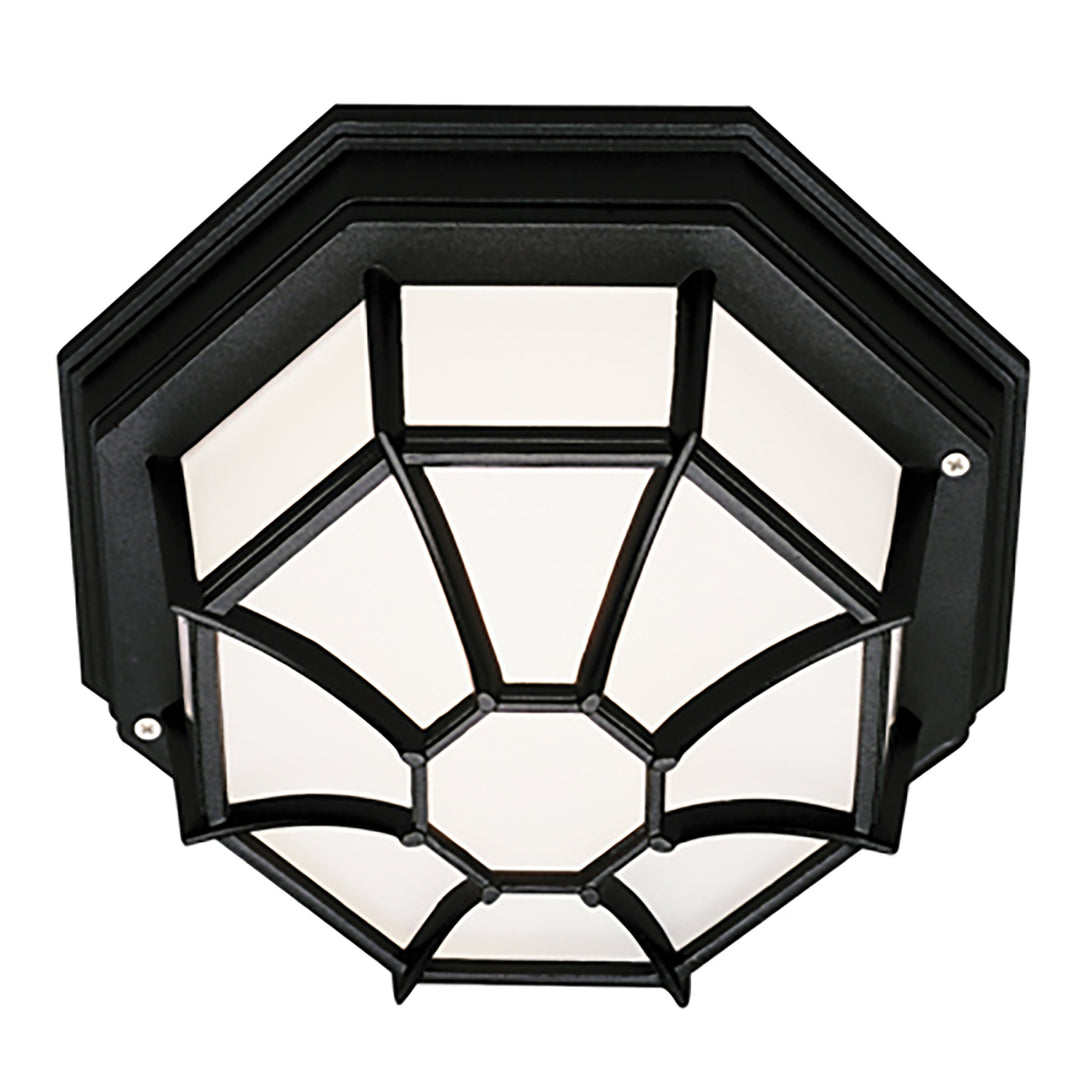 Benkert 1-Light, Weblike Design, Enclosed Flush Mount Ceiling Lantern Light - Black