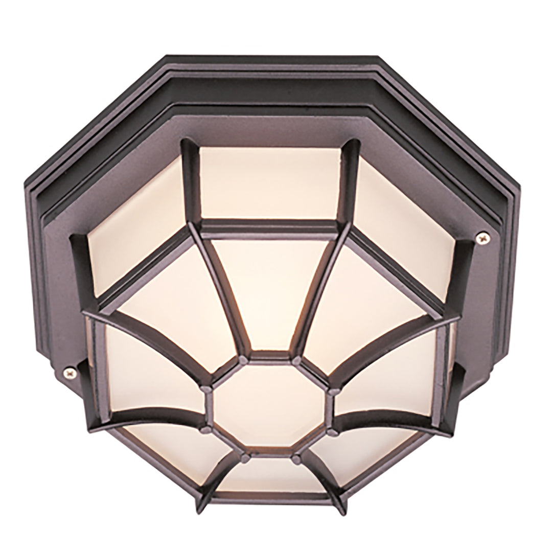 Benkert 1-Light, Weblike Design, Enclosed Flush Mount Ceiling Lantern Light - Black