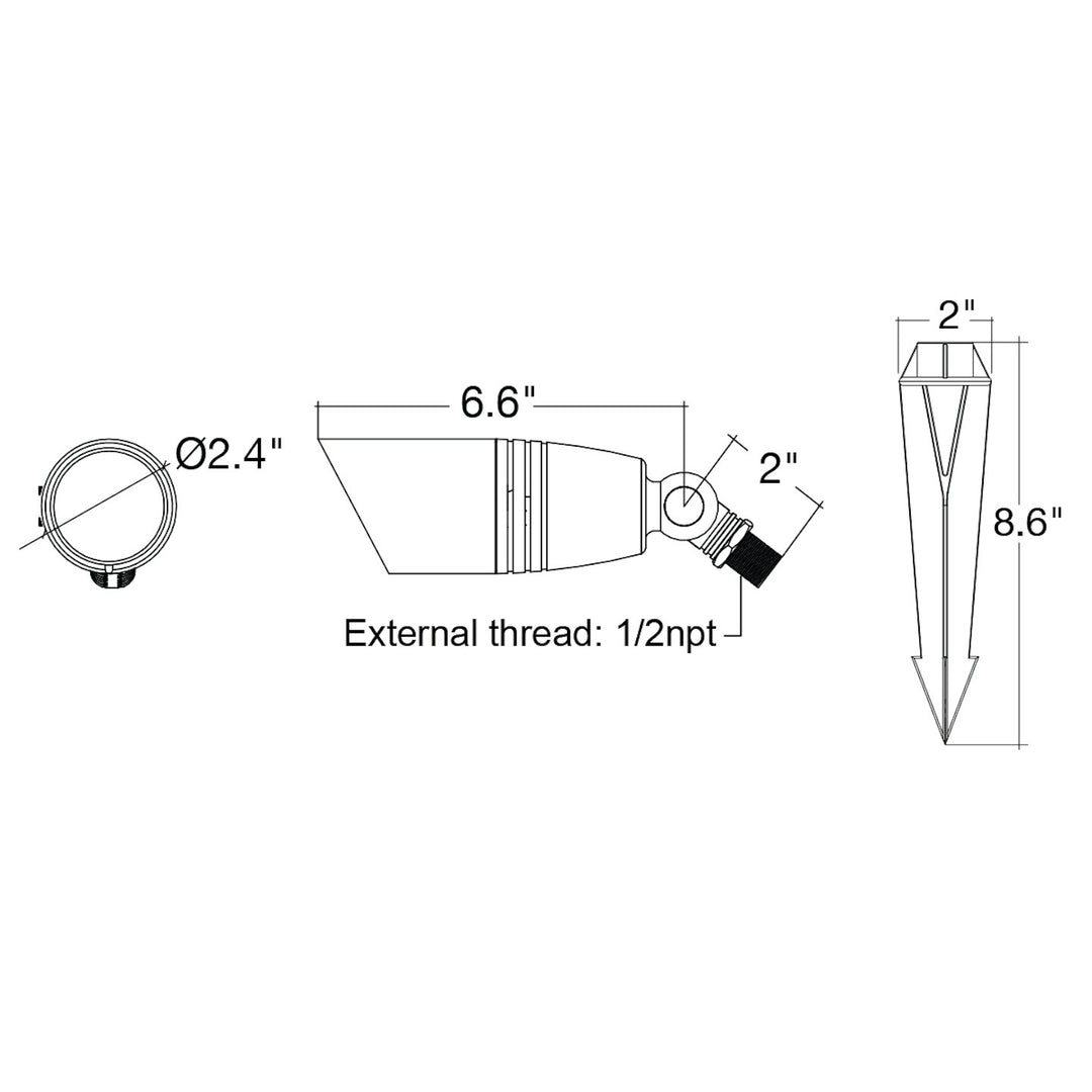 Landscape Bullet Light - Traditional, 12V - Brass Bronze