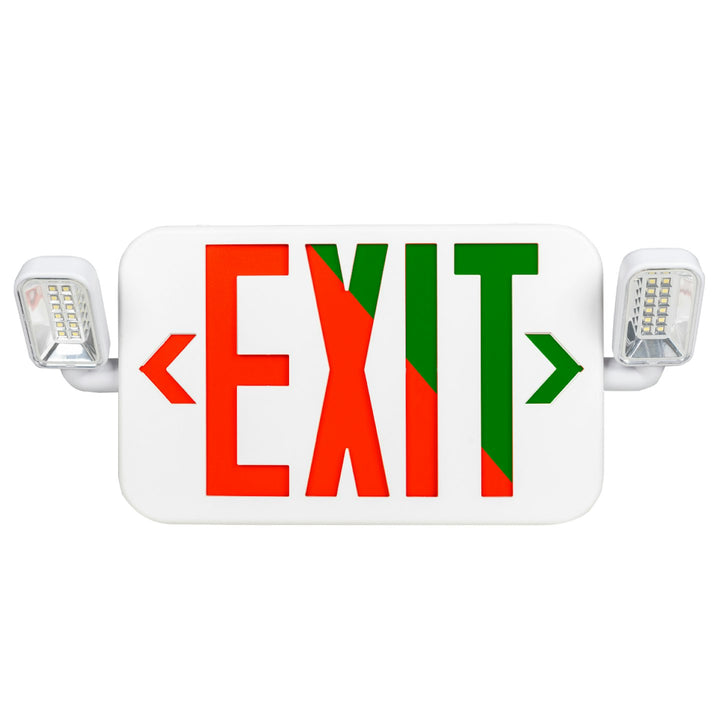 LED Emergency Exit Sign GREEN Single or Double Sided w/ Bug Eye 4W - White