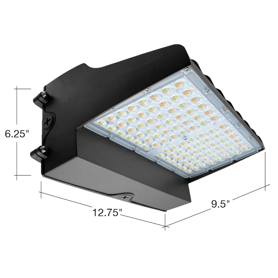 Full-Cutoff Wall Pack: Flat-FC Line, 3-CCT & 5-Power Select w/ Photocell 120W/110W/100W/90W/80W - Black