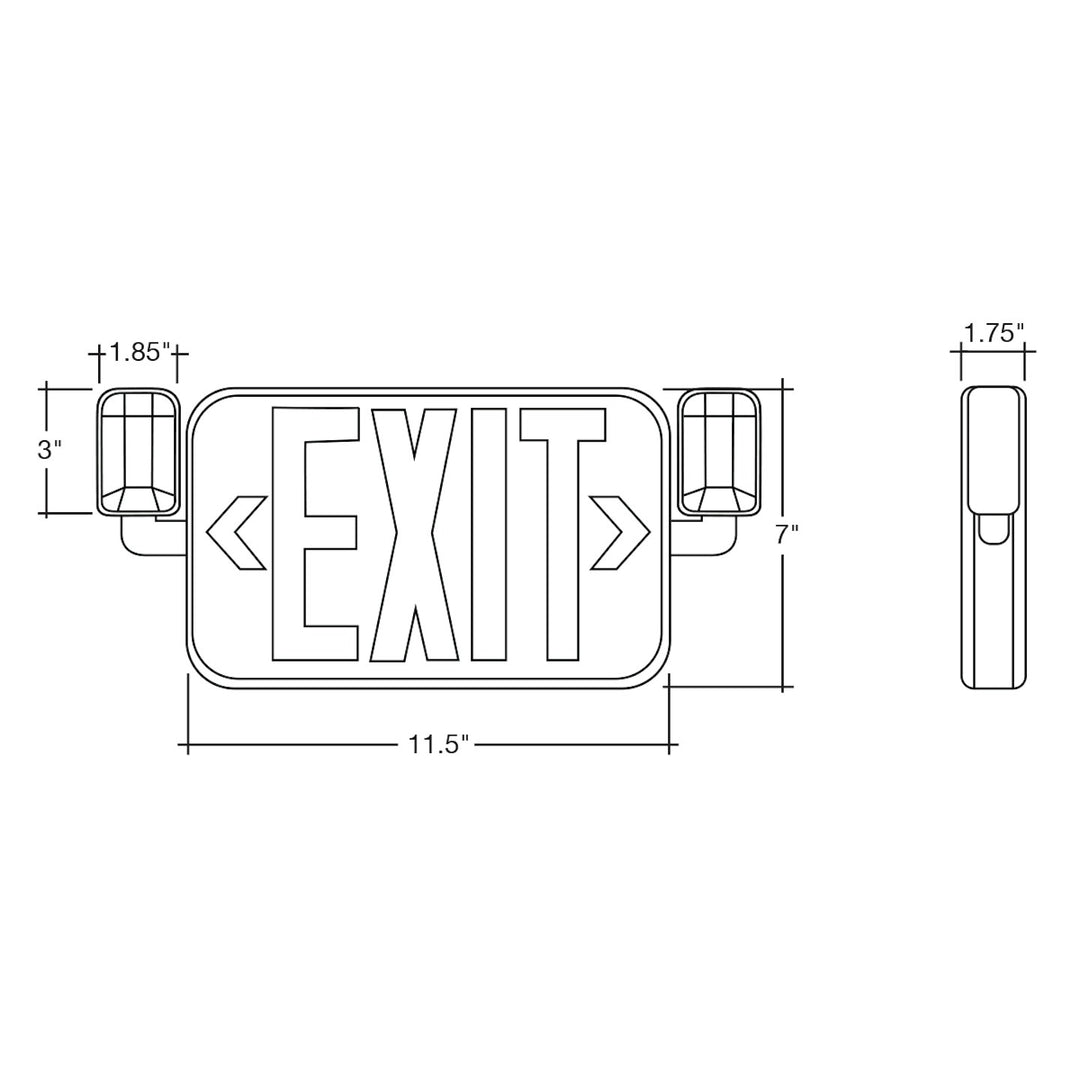 LED Emergency Exit Sign GREEN Single or Double Sided w/ Bug Eye 4W - White