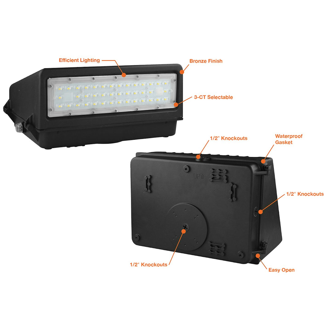 Full-Cutoff Wall Pack: FC-Line 3-CCT & 5-Power Select w/ Photocell - Black