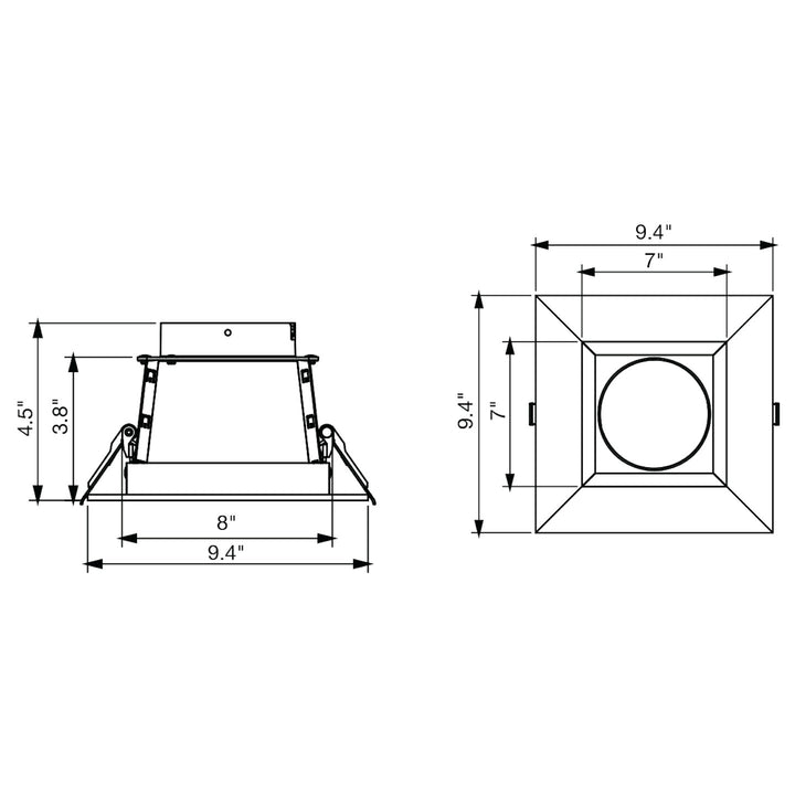 8" CADM: Clear-Spectacle Haze Reflector/White Trim Square