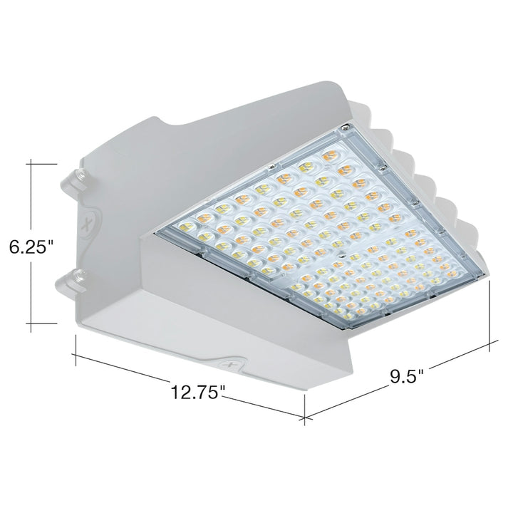 Full-Cutoff Wall Pack: Flat-FC Line, 3-CCT & 5-Power Select w/ Photocell 120W/110W/100W/90W/80W - White