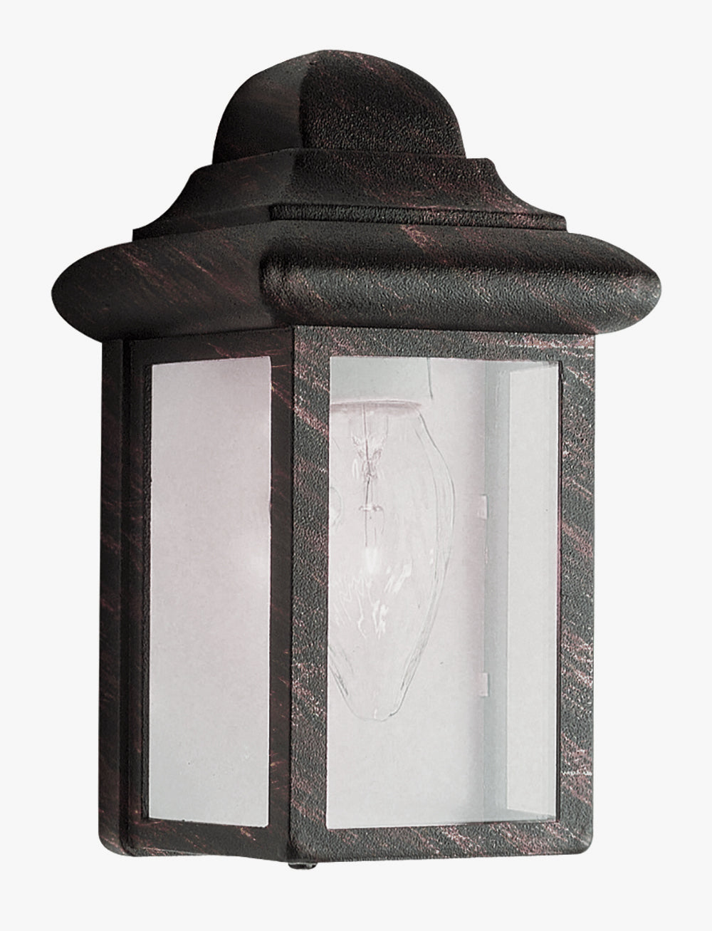 Vista 1-Light,Clear Glass Sides with Metal Pagoda Top, Pocket Wall Lantern - Rust