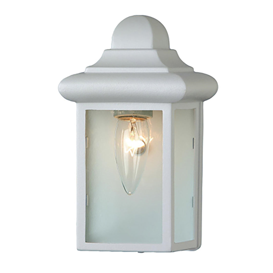 Vista 1-Light,Clear Glass Sides with Metal Pagoda Top, Pocket Wall Lantern - White