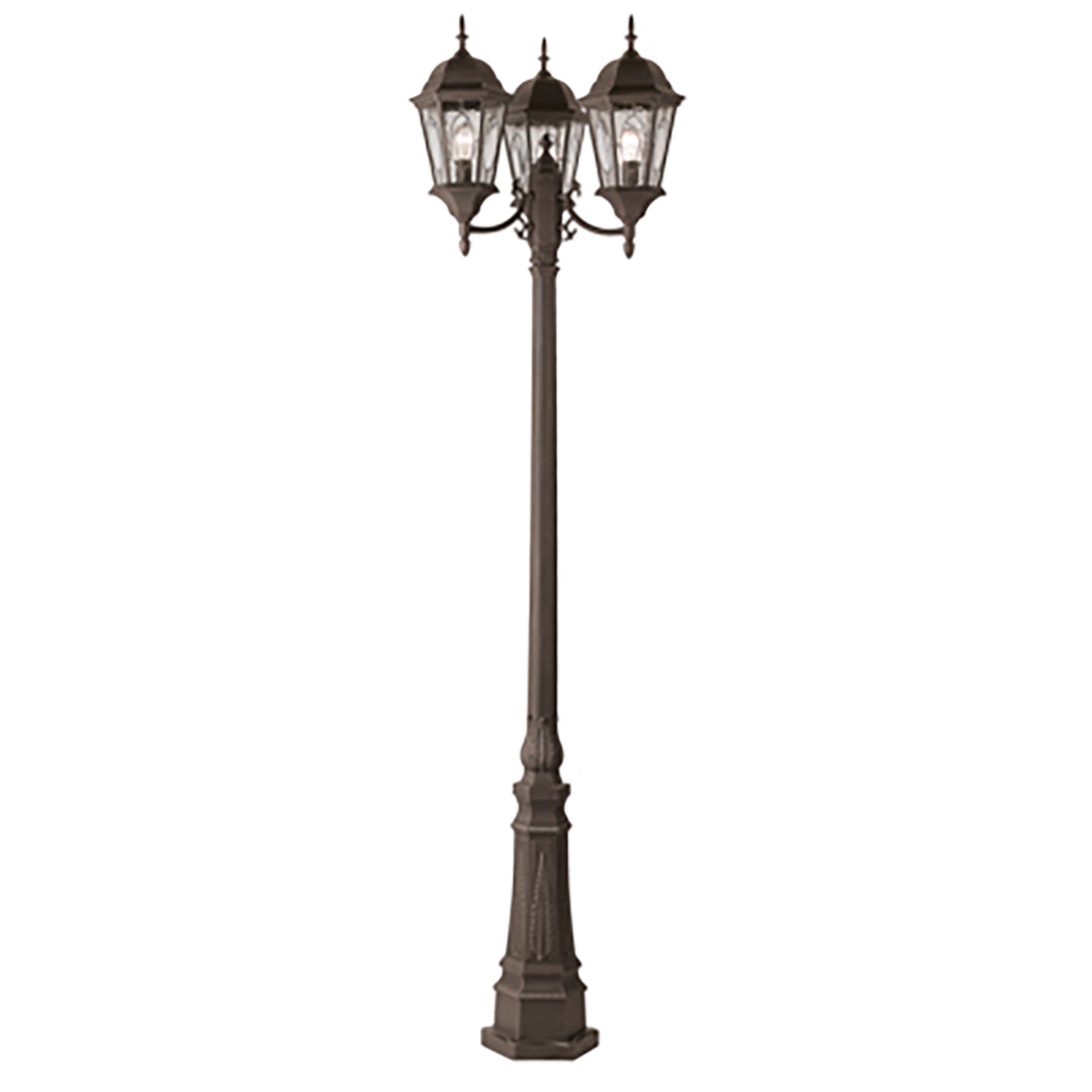 Villa Nueva 96-In., 3-Light, 3-Shade, Spanish Inspired Ornate Outdoor Lamp Post Set - Rust