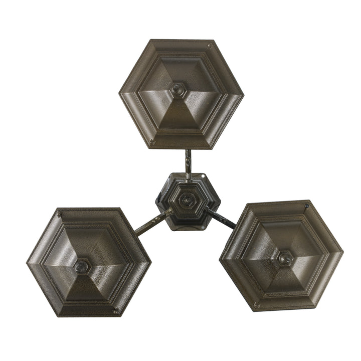 Villa Nueva 96-In., 3-Light, 3-Shade, Spanish Inspired Ornate Outdoor Lamp Post Set - Bronze