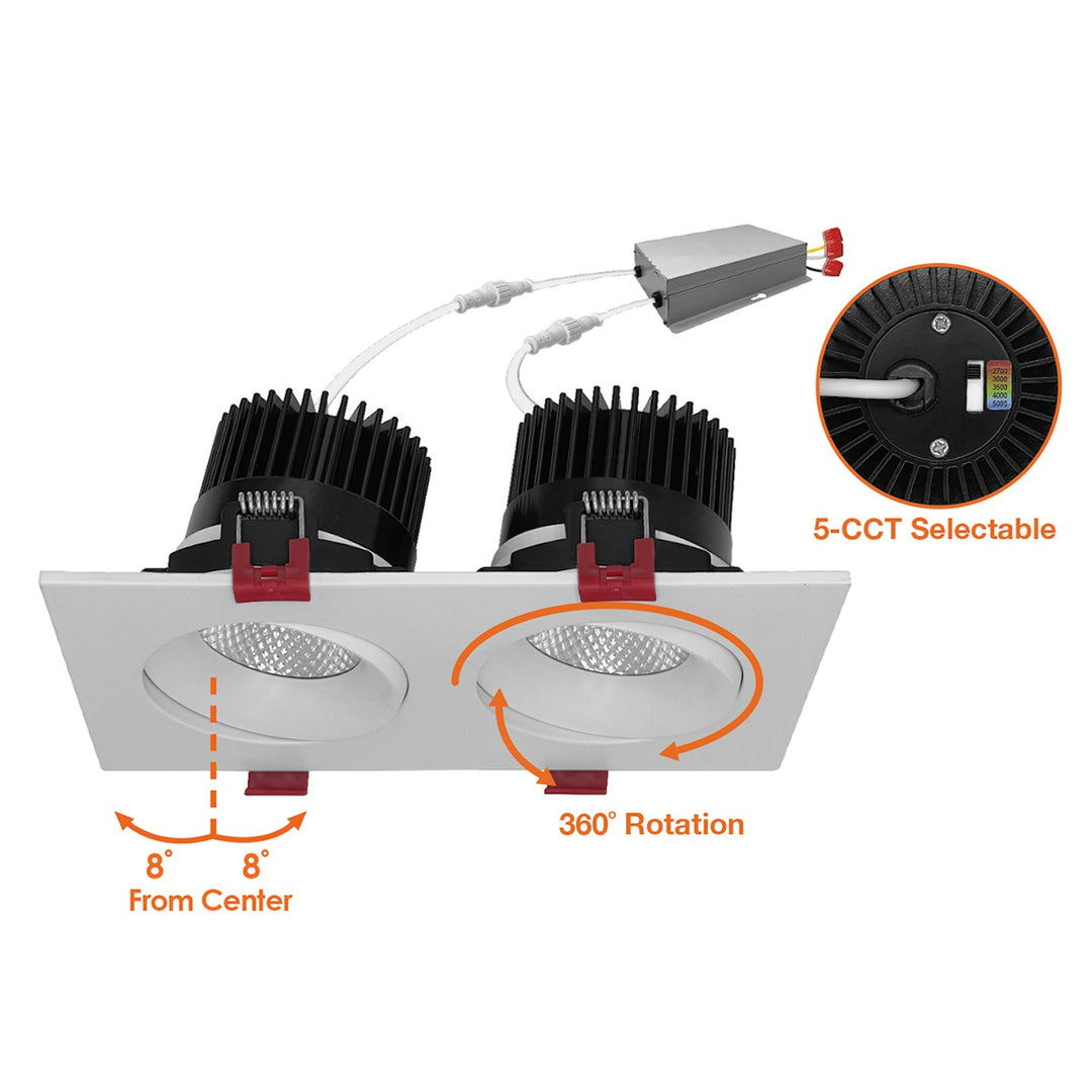 4" Multiple: Double Head 5-CCT Selectable 30W - White