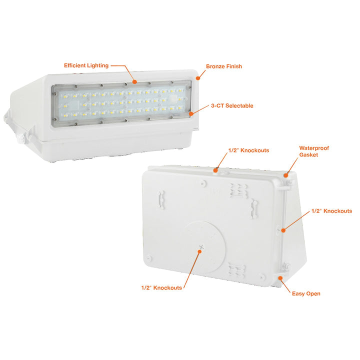 Full-Cutoff Wall Pack: FC-Line 3-CCT & 5-Power Select w/ Photocell - White