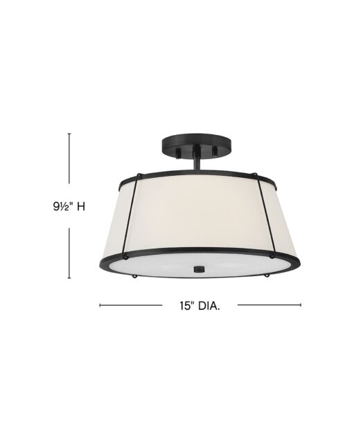 Clarke 4893BK  Medium Semi-Flush Mount - Black